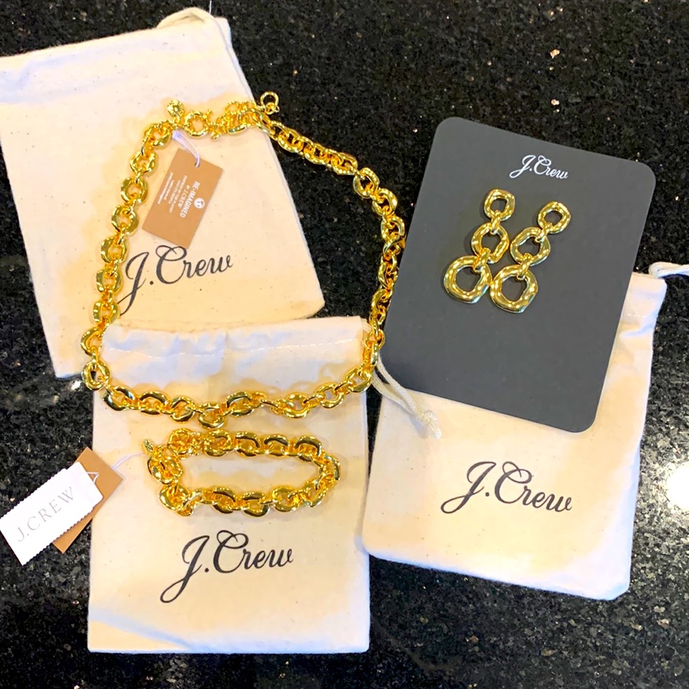 JCrew hammered Circles Burnished Gold Jewelry Set